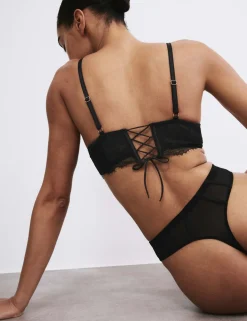 Liana Satin & Lace High Waisted Thong