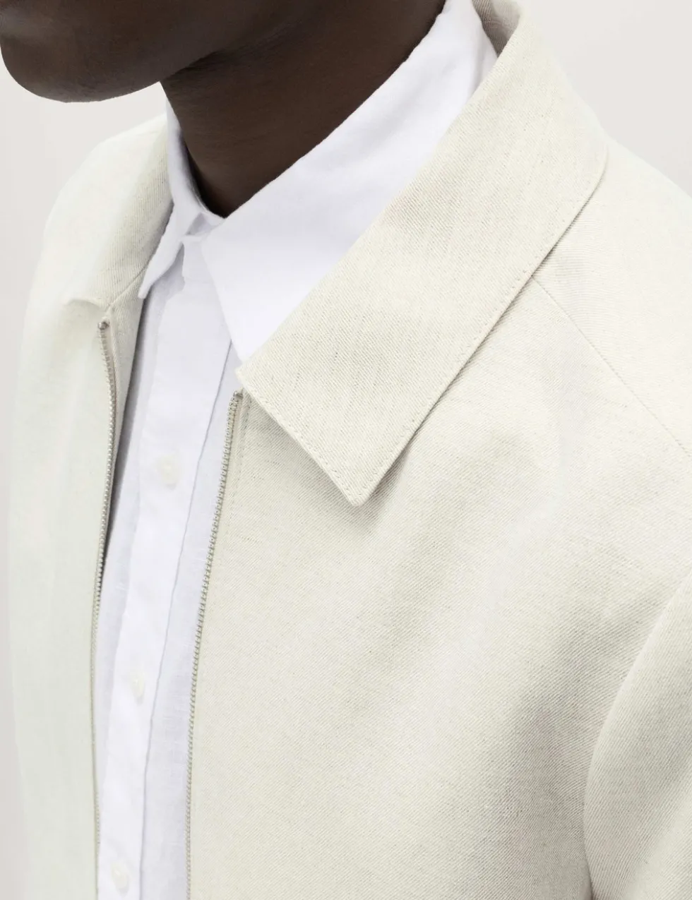 Lightweight Linen Blend Harrington Jacket