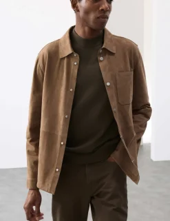 Lightweight Suede Overshirt Jacket