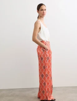 Linear Wave Printed Wide Leg Trousers