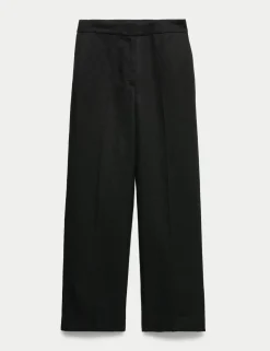 Linen Adjustable Waist Straight Leg Trousers