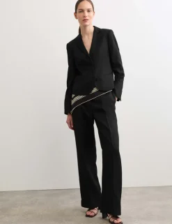 Linen Adjustable Waist Straight Leg Trousers