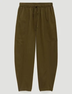 Linen Blend Barrel Leg Trousers