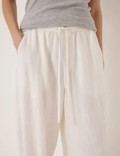 Linen Blend Barrel Leg Trousers