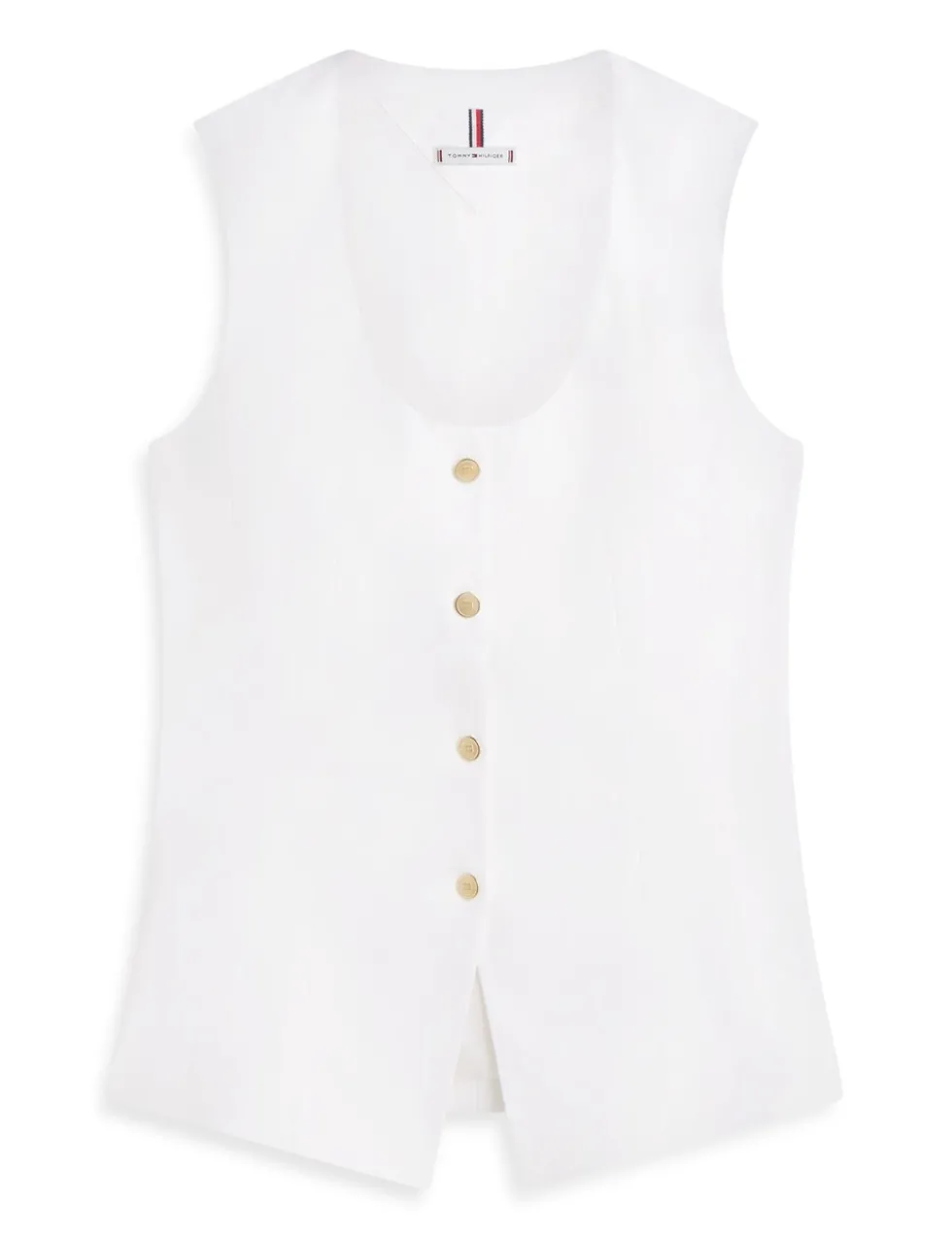 Linen Blend Button Through Vest Top