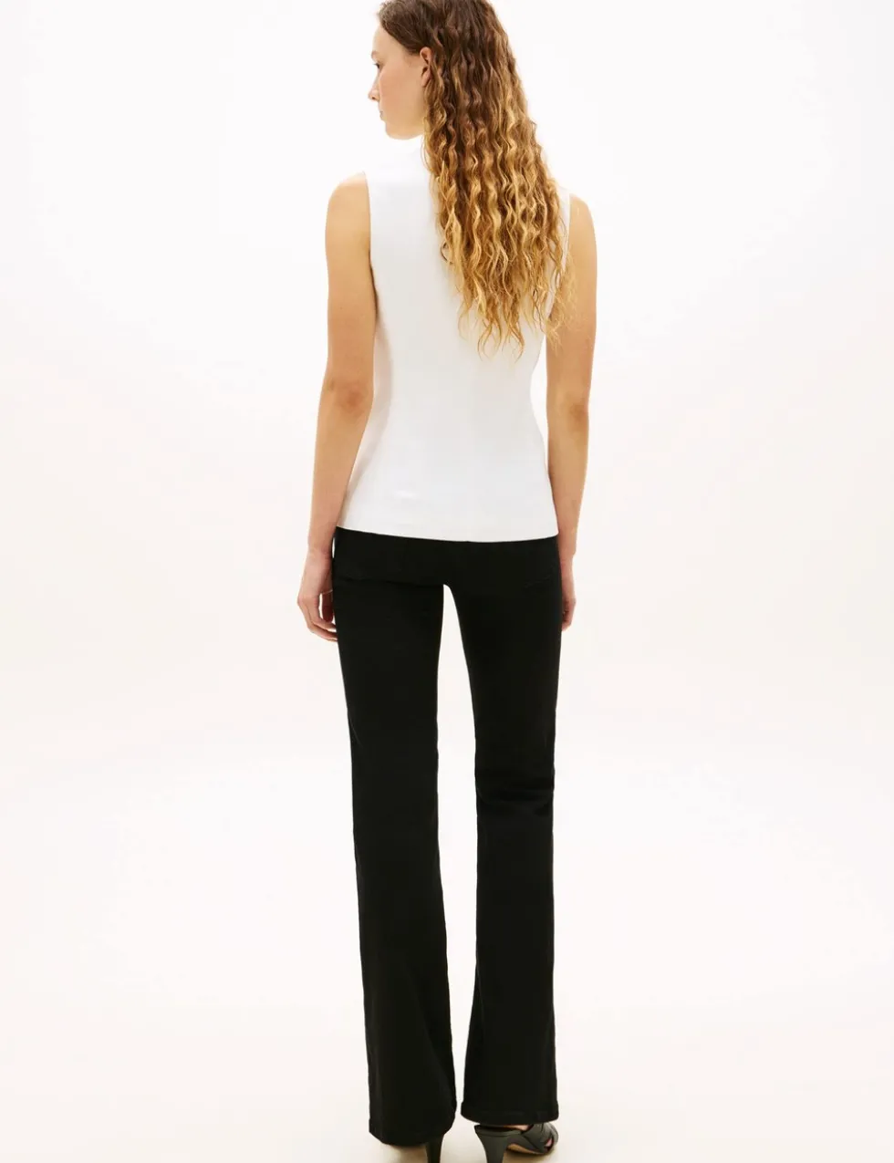 Linen Blend Button Through Vest Top