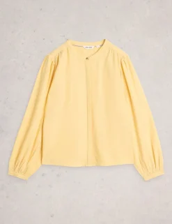 Linen Blend Button Through Blouse
