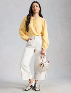 Linen Blend Button Through Blouse