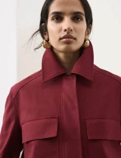 Linen Blend Cropped Utility Jacket