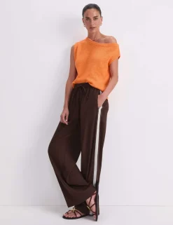 Linen Blend Drawstring Trousers