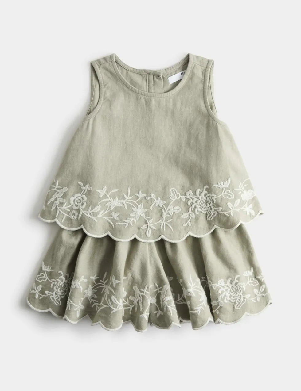 Linen Blend Embroidered Outfit (2-10 Yrs)