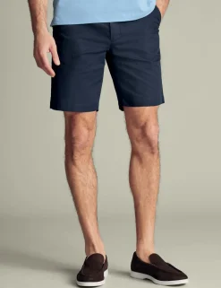 Linen Blend Flat Front Shorts