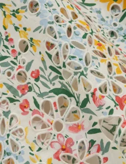 Linen Blend Floral Midi Tea Dress