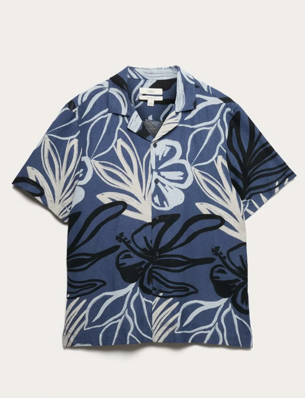 Linen Blend Hawaiian Short Sleeve Shirt