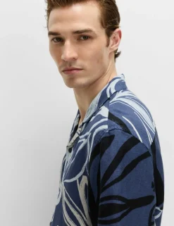Linen Blend Hawaiian Short Sleeve Shirt