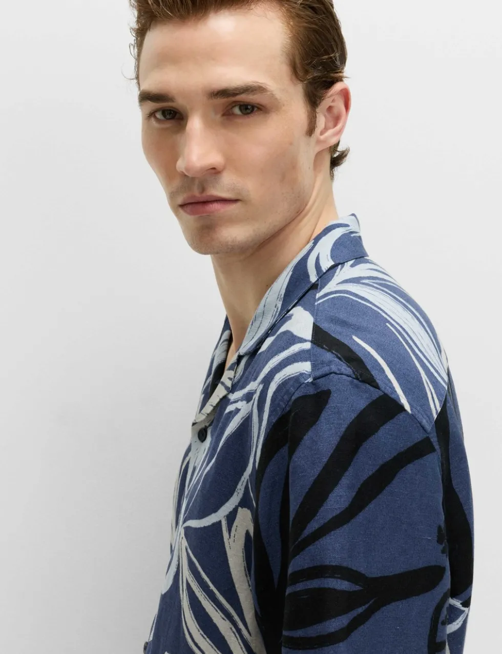 Linen Blend Hawaiian Short Sleeve Shirt