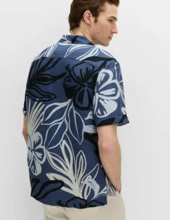 Linen Blend Hawaiian Short Sleeve Shirt
