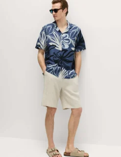 Linen Blend Hawaiian Short Sleeve Shirt
