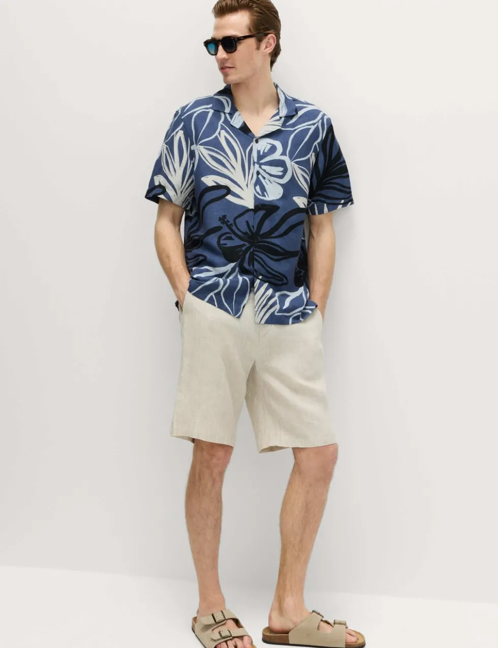 Linen Blend Hawaiian Short Sleeve Shirt
