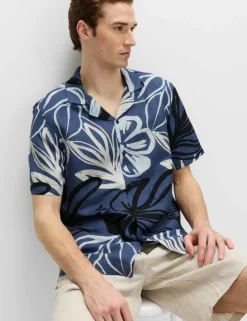 Linen Blend Hawaiian Short Sleeve Shirt