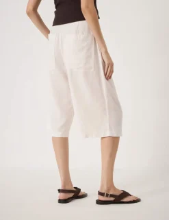 Linen Blend High Waisted Bermuda Shorts