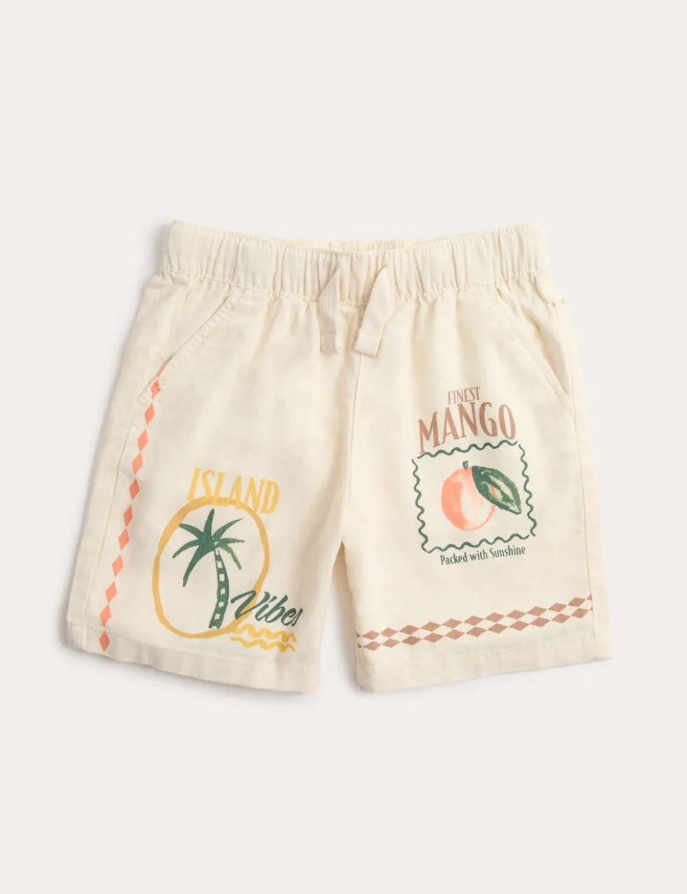 Linen Blend Island Print Shorts (2-8 Yrs)