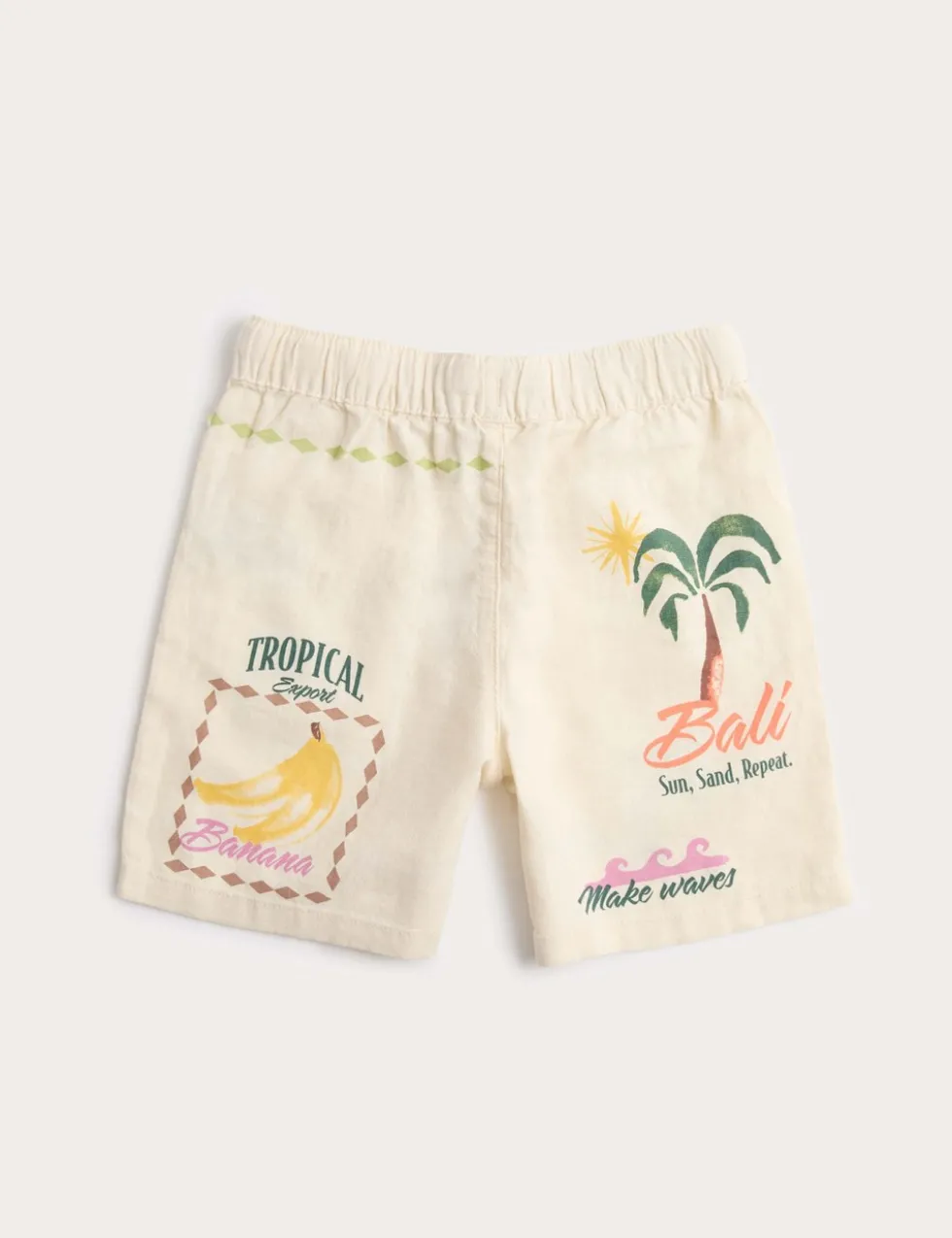Linen Blend Island Print Shorts (2-8 Yrs)