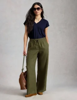 Linen Blend Lace Trim T-Shirt