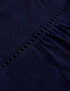 Linen Blend Lace Trim T-Shirt