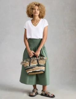 Linen Blend Lace Trim T-Shirt