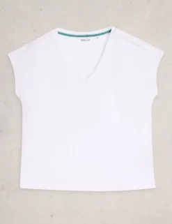 Linen Blend Lace Trim T-Shirt