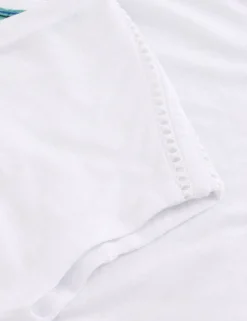 Linen Blend Lace Trim T-Shirt