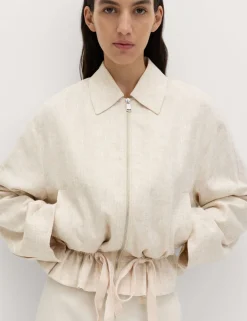 Linen Blend Lightweight Harrington Jacket