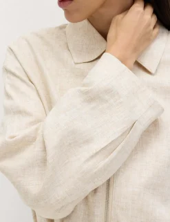 Linen Blend Lightweight Harrington Jacket