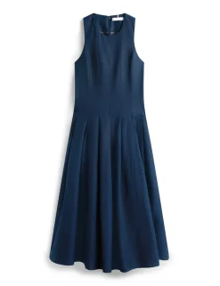 Linen Blend Midi Skater Dress