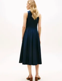 Linen Blend Midi Skater Dress