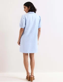 Linen Blend Mini Shirt Dress