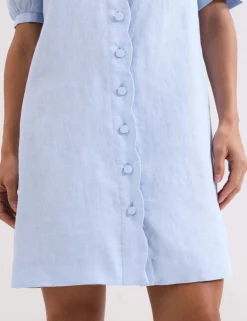 Linen Blend Mini Shirt Dress