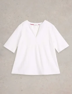 Linen Blend Notch Neck Top