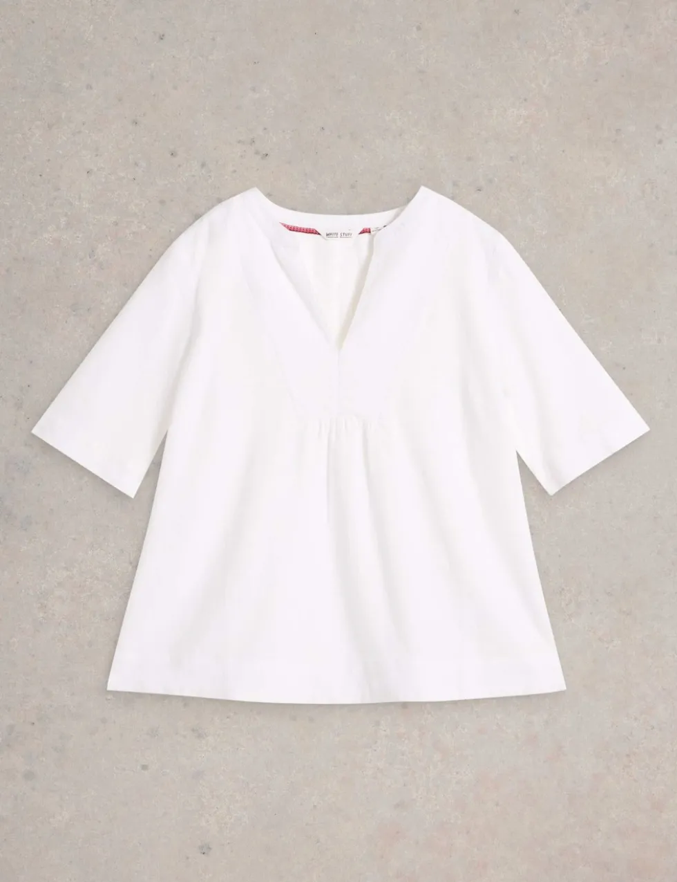 Linen Blend Notch Neck Top