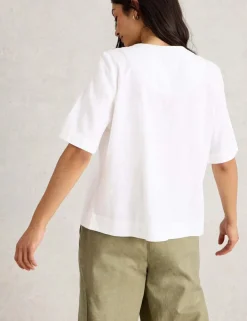 Linen Blend Notch Neck Top