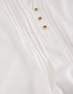 Linen Blend Notch Neck Top