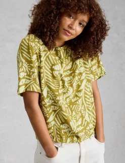 Linen Blend Printed Top