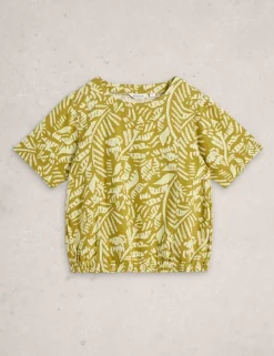 Linen Blend Printed Top