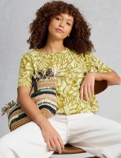 Linen Blend Printed Top