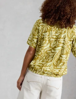 Linen Blend Printed Top