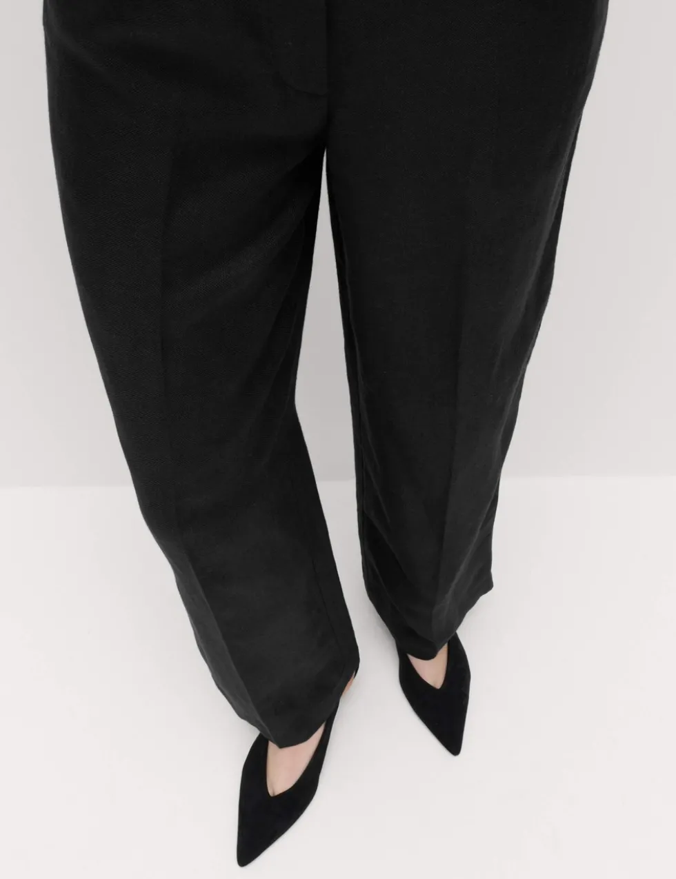 Linen Blend Relaxed Straight Trousers
