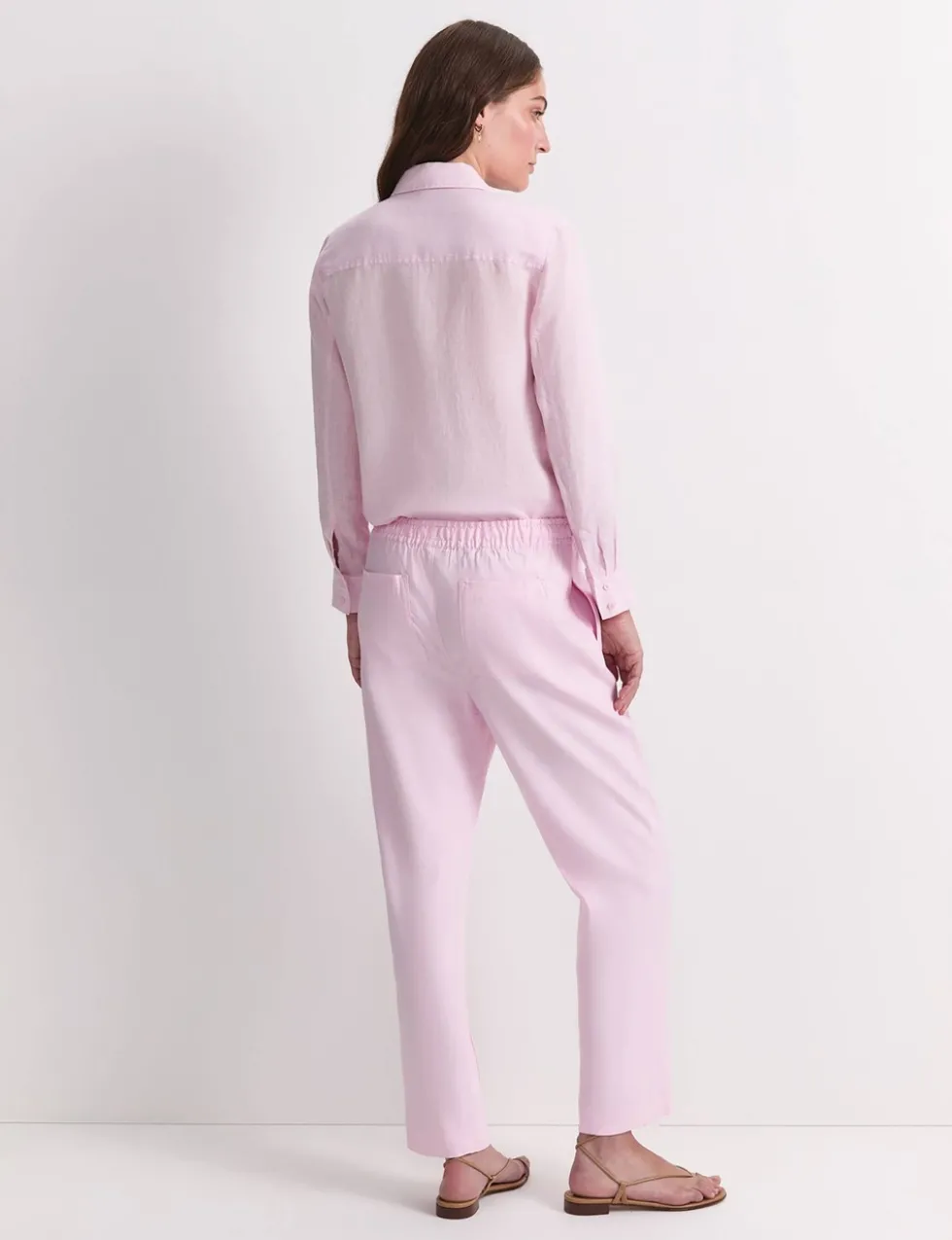 Linen Blend Relaxed Tapered Trousers