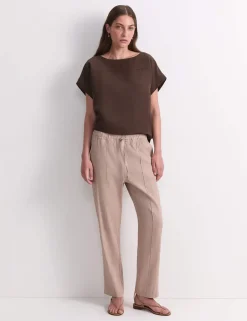 Linen Blend Relaxed Tapered Trousers
