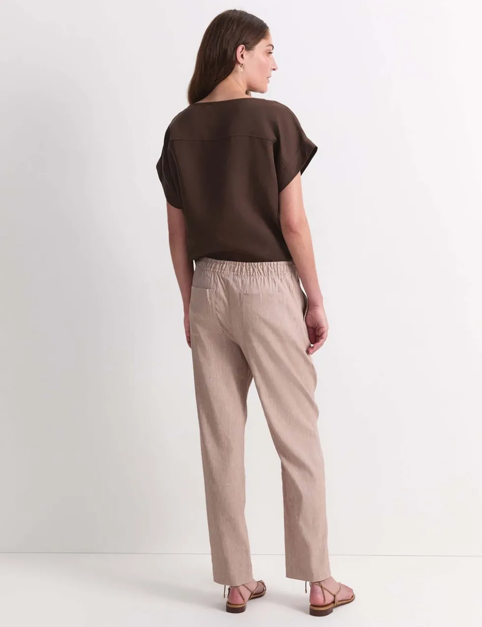 Linen Blend Relaxed Tapered Trousers